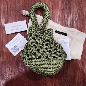 Catarina Mina Bolsa Cache Saquinho NWT Green Woven Handbag